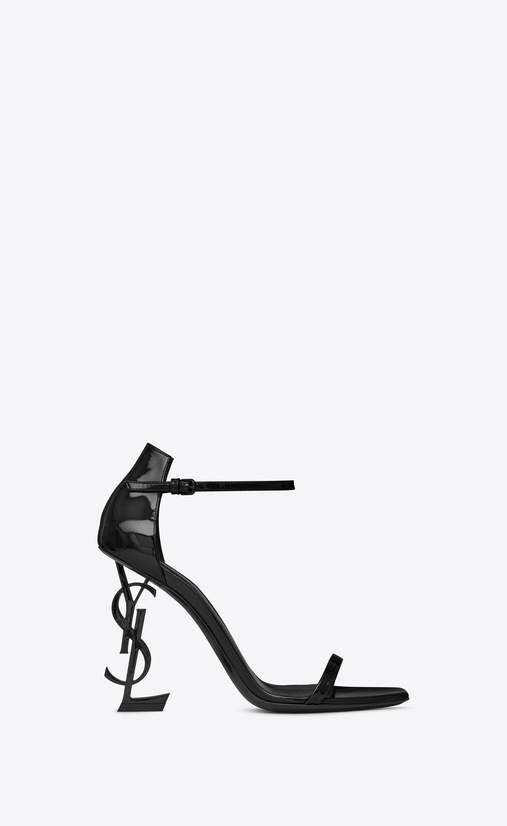 opyum sandals in patent leather with black heel